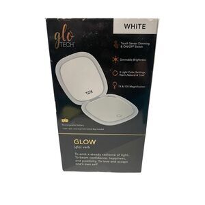 Glo Tech LED Compact Mirror in White New Open Box